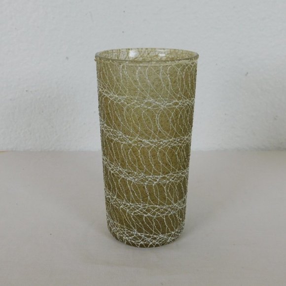 Spaghetti String Glasses Tumblers 3 Vintage Set Mid Century Rubber Drinking Cups - Picture 6 of 9